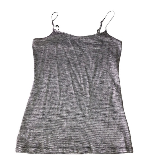 LOFT Outlet Charcoal Grey Metallic Stripe Sleeveless Tank Cami Shirt Sz S - Picture 1 of 7